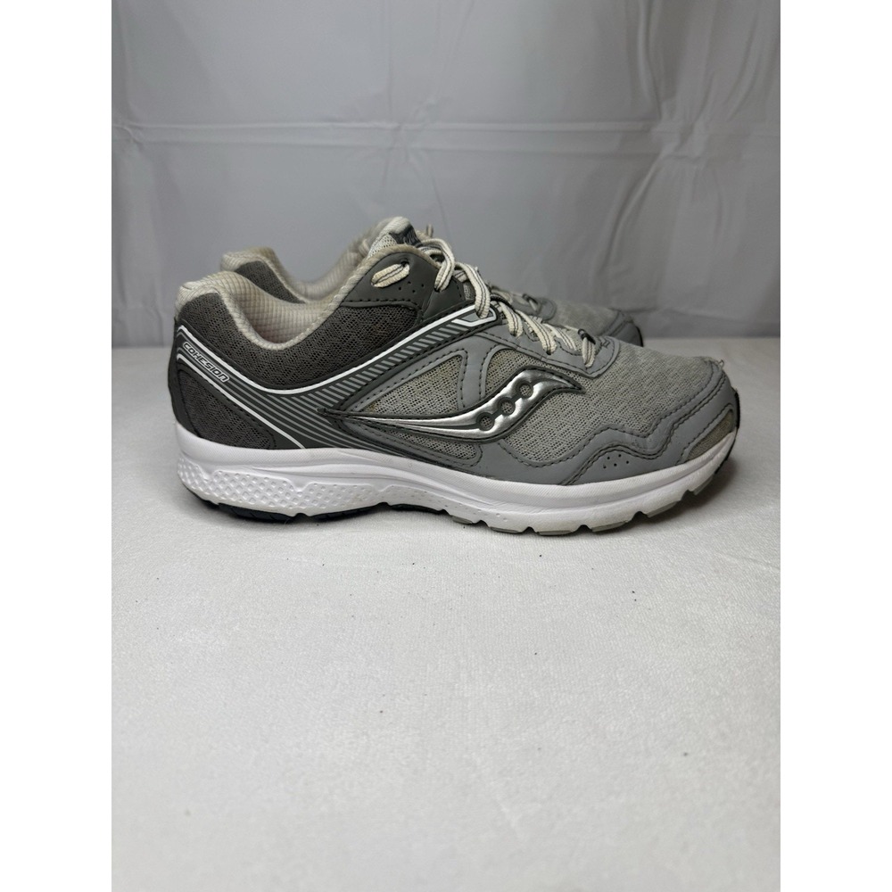 Saucony Cohesion 10 Womens 8W Wide Running Shoes Grey Athletic Walking Sneakers